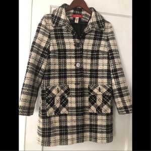 Anne Klein wool plaid coat